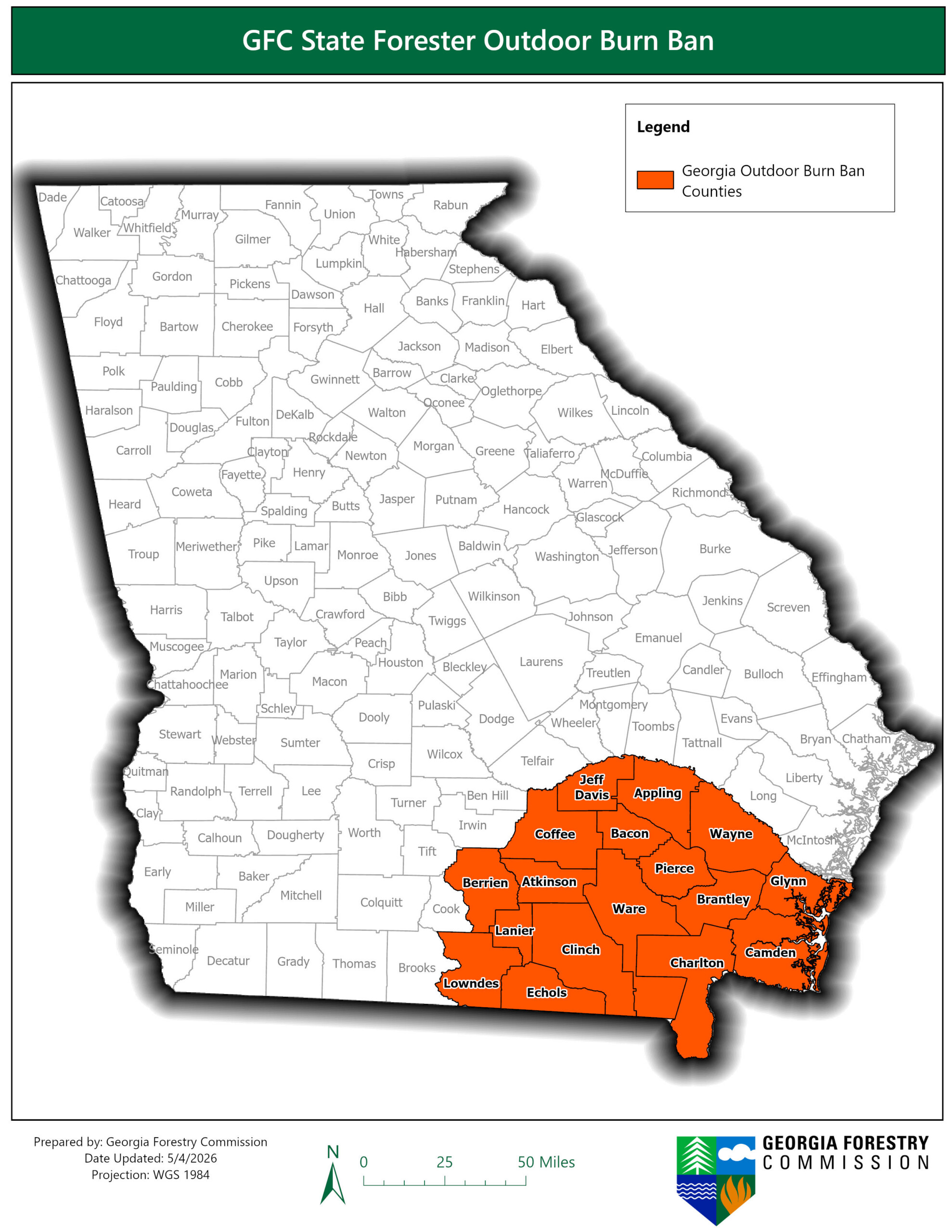 SOUTHERN GEORGIA BURNING RESTRICTIONS EASED